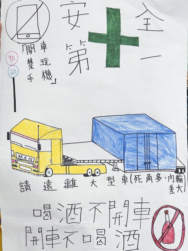 班級 : 汽二乙       姓名 : 莊以安 黃冠棠-112-1桃園市大興高級中等學校交通安全海報競賽票選