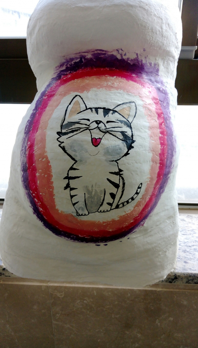 貓咪 呼嚕~呼嚕~-創意胸肚模彩繪