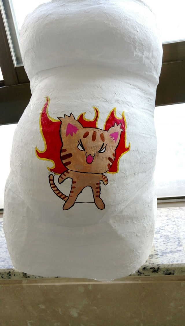 貓咪 呼嚕~呼嚕~-創意胸肚模彩繪