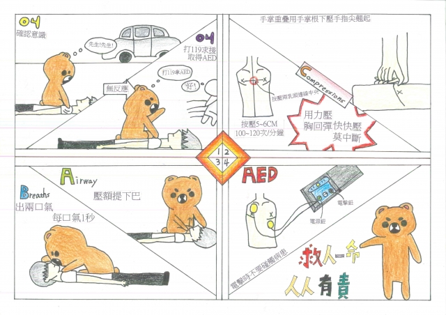 叫叫CBA+AED-緊急救護四格漫畫創意徵選活動