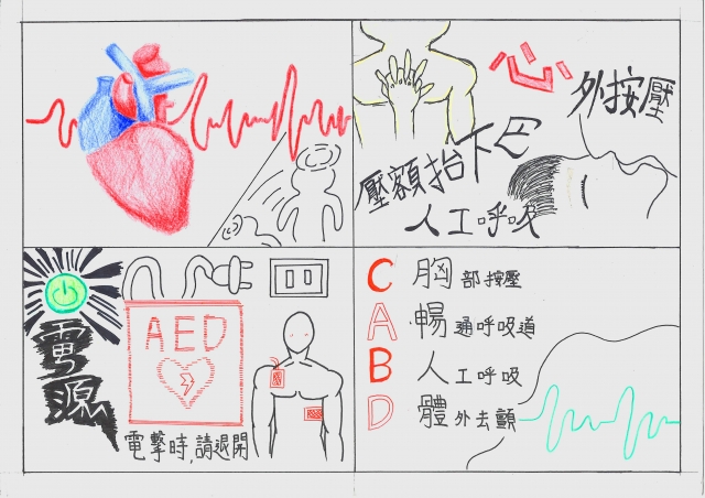 基本救護知識 CABD+AED-緊急救護四格漫畫創意徵選活動