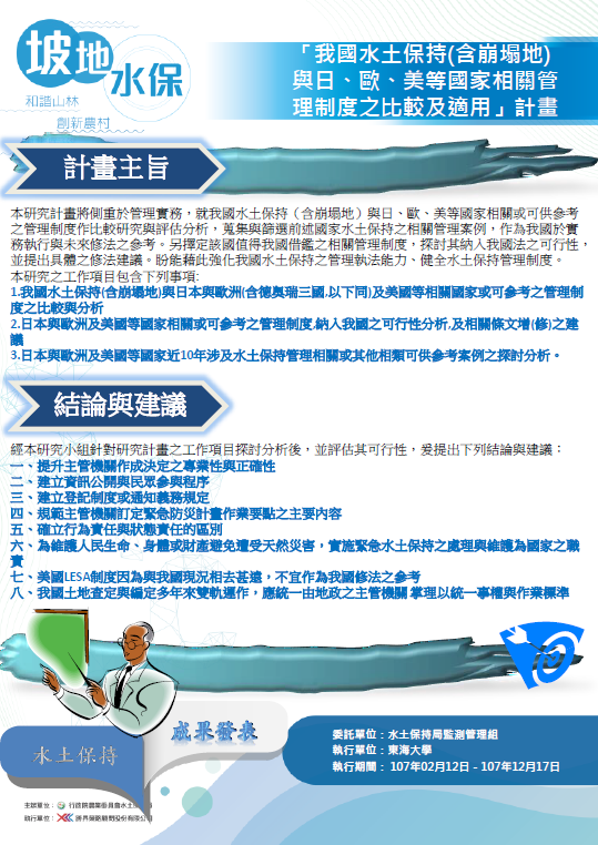 坡地水保-我國水土保持（含崩塌地）與日、歐、美等國家相關管理制度之比較及適用-107年水土保持成果發表會-計畫成果票選活動