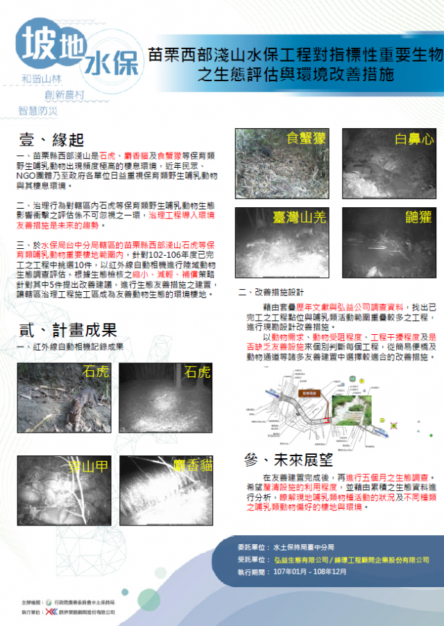 坡地水保-苗栗西部淺山水保工程對指標性重要生物之生態評估與環境改善措施-107年水土保持成果發表會-計畫成果票選活動