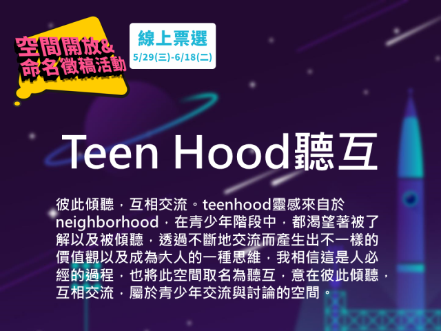 Teen Hood聽互-青少年表意空間命名第二階段-票選活動