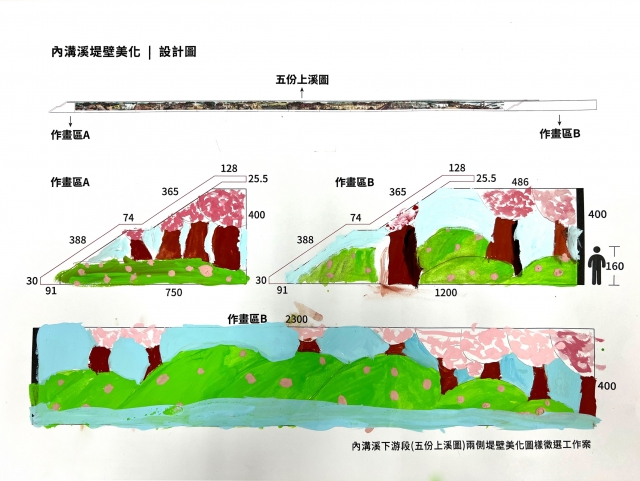 內溝溪櫻花-畫說內溝新藝采- 111年內溝溪堤壁牆面美化作品票選活動