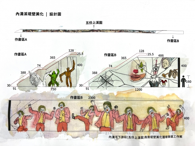 展翅東中飛翔、丑繪內溝青春_東湖國中9-畫說內溝新藝采- 111年內溝溪堤壁牆面美化作品票選活動