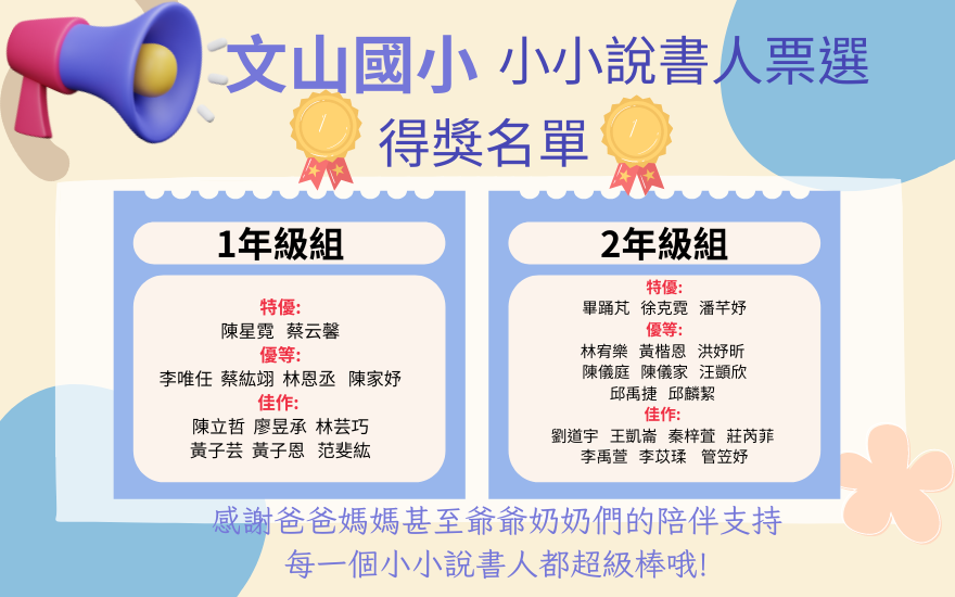 小小說書人得獎公布