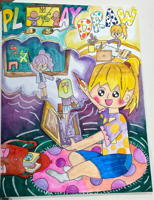 董O妘-112年網路世界停看聽繪畫著色比賽網路人氣獎＿國小中年級組