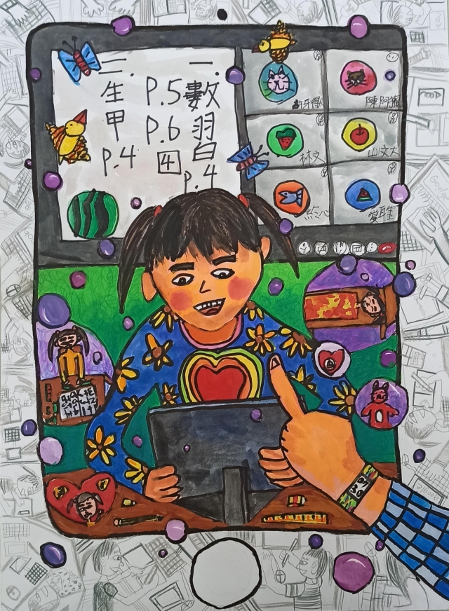王O淳-112年網路世界停看聽繪畫著色比賽網路人氣獎＿國小中年級組
