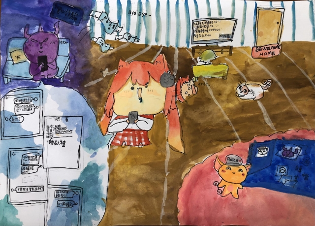 游O晴-112年網路世界停看聽繪畫著色比賽網路人氣獎＿國小高年級組