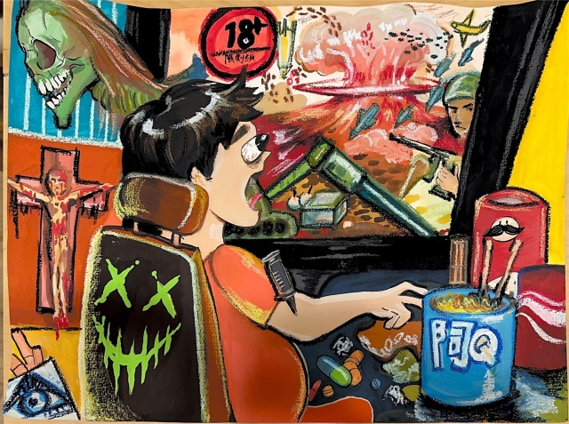 連O傑-112年網路世界停看聽繪畫著色比賽網路人氣獎＿國小高年級組