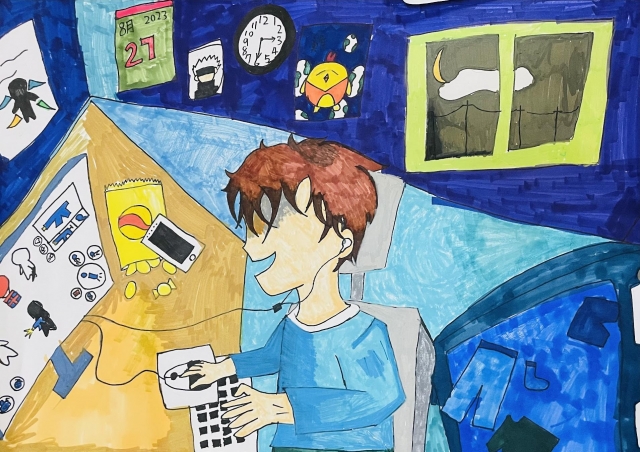 周O妤-112年網路世界停看聽繪畫著色比賽網路人氣獎＿國小高年級組