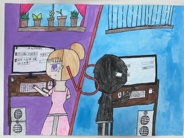 李O蓁-112年網路世界停看聽繪畫著色比賽網路人氣獎＿國小高年級組
