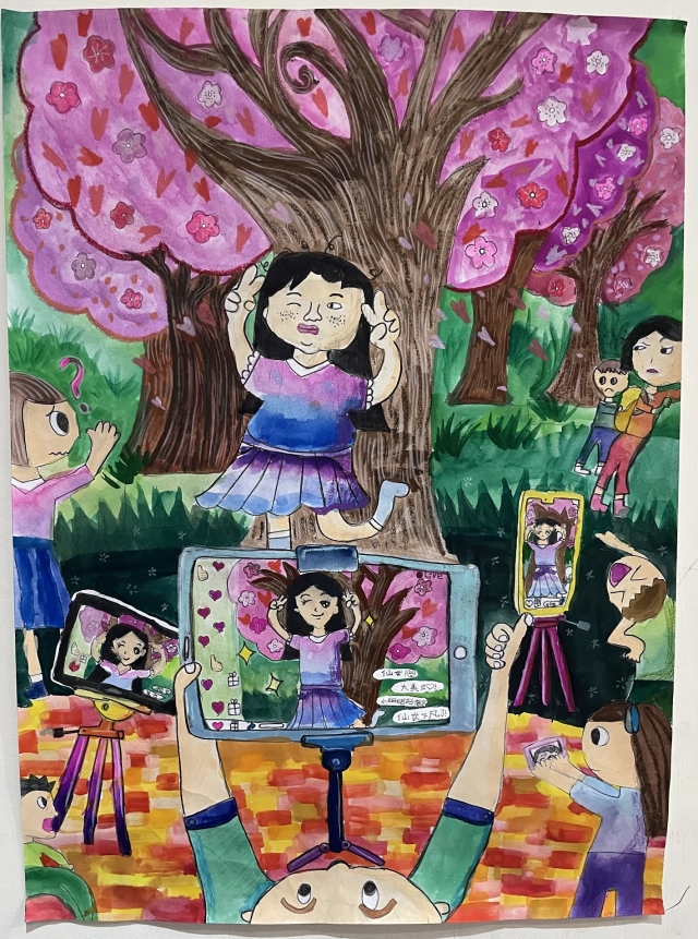 蕭O晴-112年網路世界停看聽繪畫著色比賽網路人氣獎＿國小高年級組