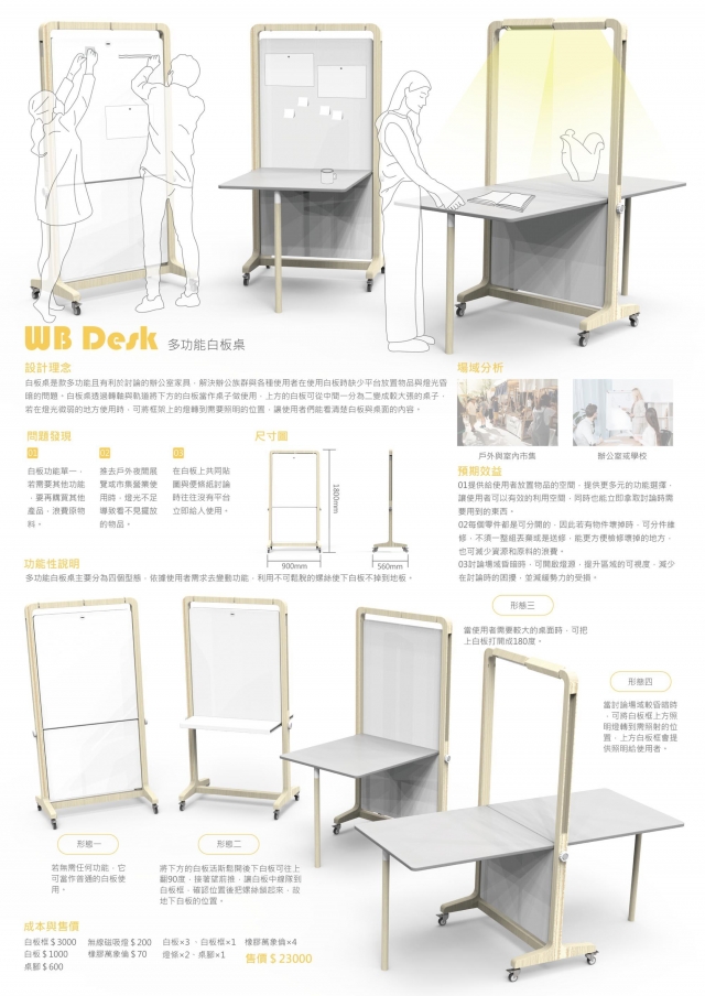 傢俱設計｜WB Desk多功能白板桌-第12屆特力家居盃設計大賽--網路人氣票選