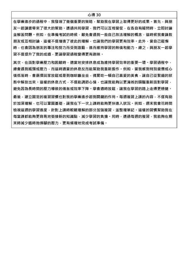 心得30-1122學期學業精進優秀心得競賽