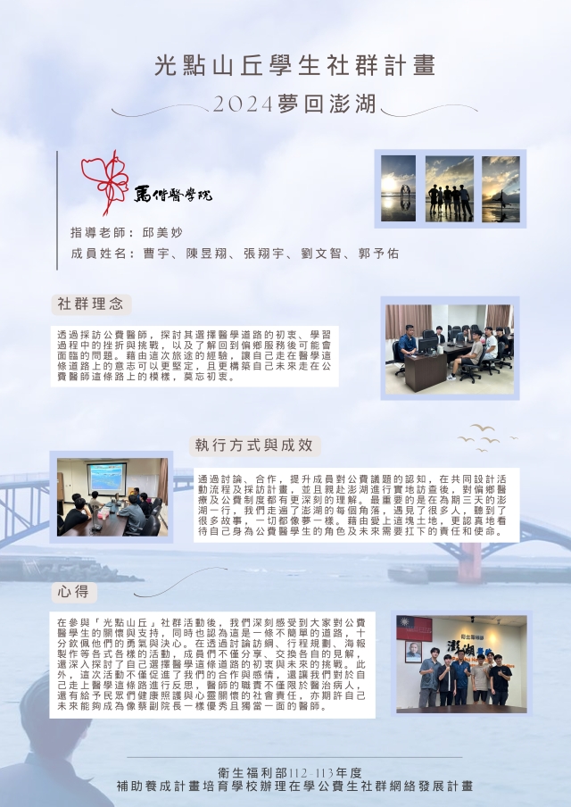 馬偕醫學院－2024夢回澎湖社群-❗ 光點山丘 人氣投票 ❗