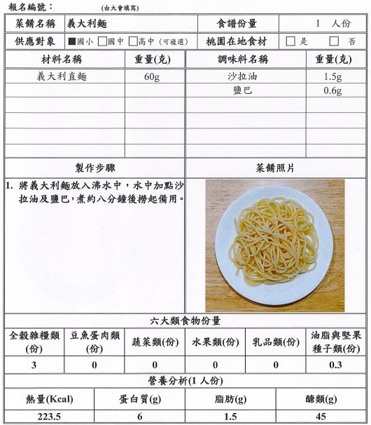 【決選序號 01】-113學年度桃園市廚神爭霸票選活動