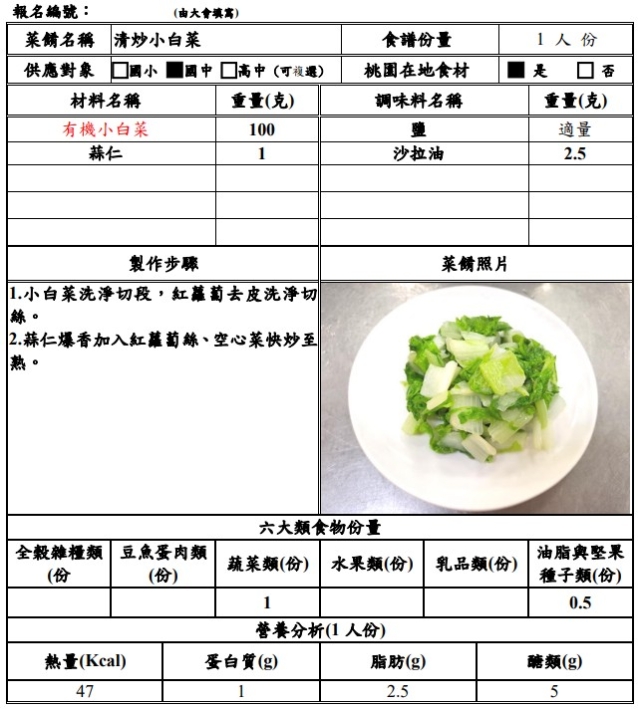 【決選序號 03】-113學年度桃園市廚神爭霸票選活動