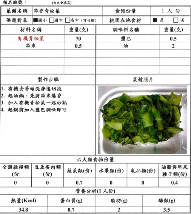 【決選序號 08】-113學年度桃園市廚神爭霸票選活動