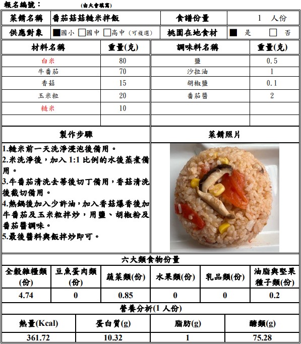 【決選序號 06】-113學年度桃園市廚神爭霸票選活動