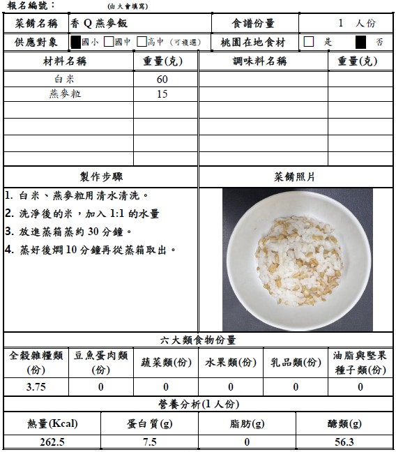 【決選序號 09】-113學年度桃園市廚神爭霸票選活動