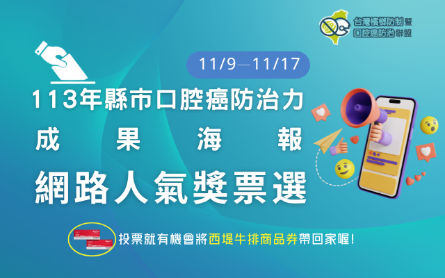 113年縣市口腔癌防治力成果海報網路人氣獎票選