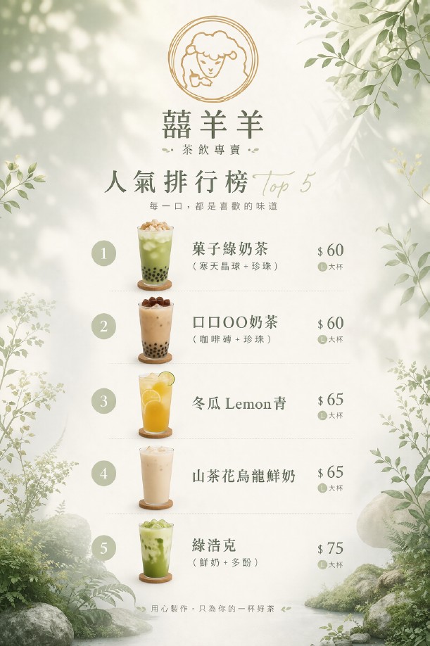 囍羊羊手作茶坊-2026風城好味名店票選